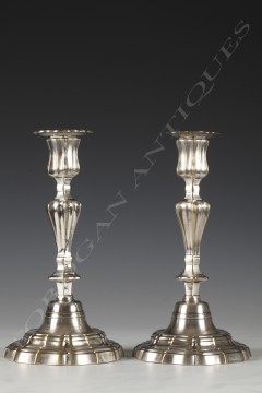 Pair of silvered bronze candlesticks