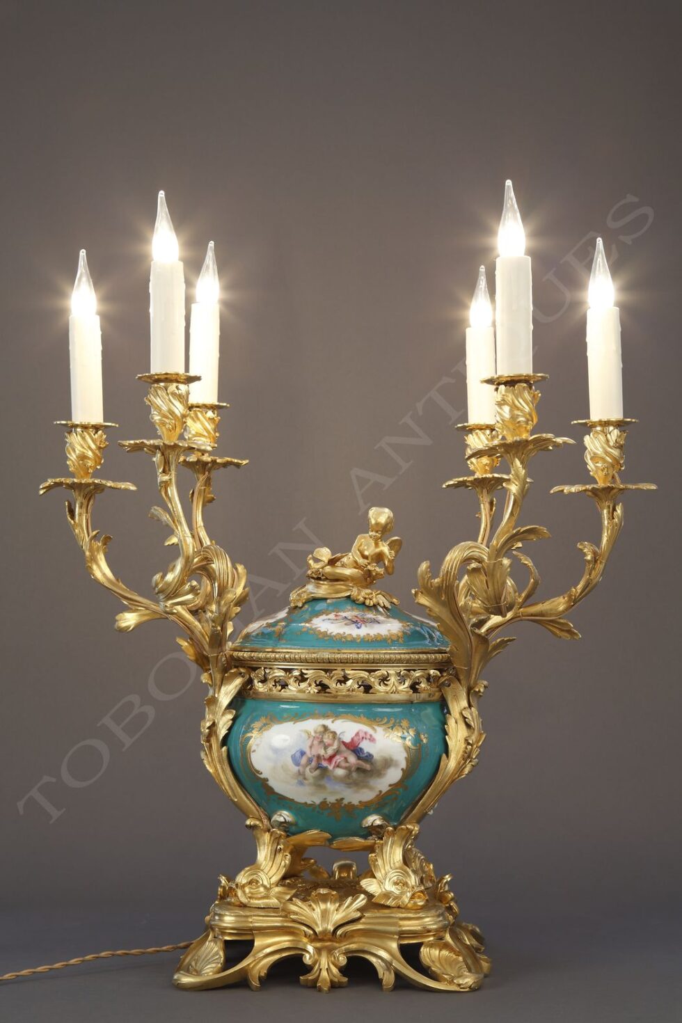 Sèvres<br />A six-light porcelain centerpiece