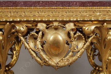 Exceptionnelle table de présentation en bronze doré et porphyre – signée et datée Matifat 1851 – Tobogan Antiques – Antiquaire Paris 8ème-5