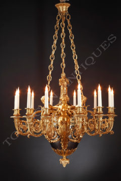 A.E. Beurdeley <br/> Important chandelier “aux Termes”