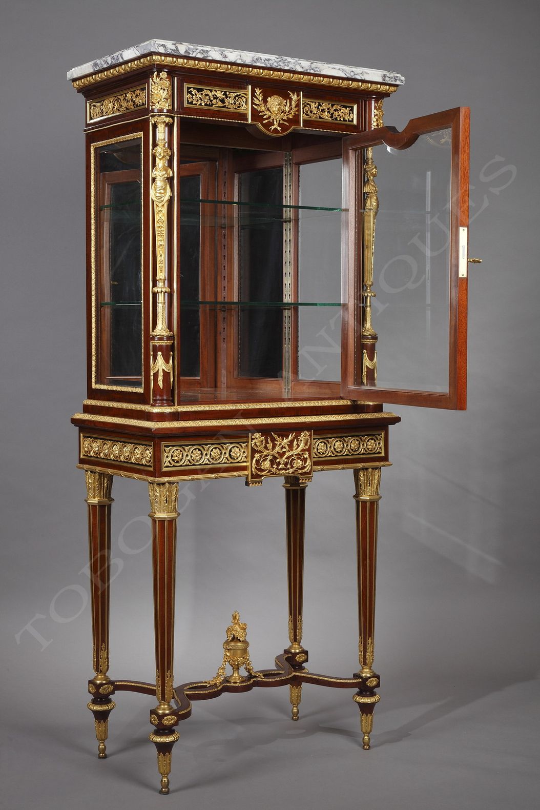 Antique Furniture, François Linke, Louis XVI Style Vitrine Cabinet