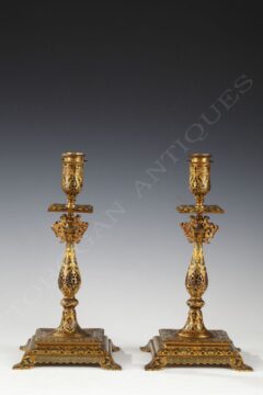 F. Barbedienne <br/> Pair of Oriental style Candlesticks