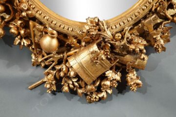 Miroir en bois sculpté et doré thème champêtre – Attribué à L. Frullini – Tobogan Antiques – Antiquaire Paris 8ème_1