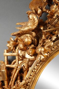Miroir en bois sculpté et doré thème champêtre – Attribué à L. Frullini – Tobogan Antiques – Antiquaire Paris 8ème_7