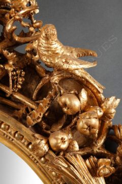 Miroir en bois sculpté et doré thème champêtre – Attribué à L. Frullini – Tobogan Antiques – Antiquaire Paris 8ème_8