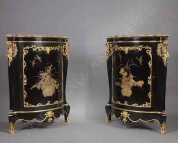 A.-E. Beurdeley <br/> Pair of Lacquered Encoignures