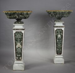 Paire de vasques sur gaine en marbre et bronze doré – Tobogan Antiques – Antiquaire Paris 8ème-11