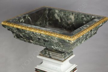 Paire de vasques sur gaine en marbre et bronze doré – Tobogan Antiques – Antiquaire Paris 8ème-2