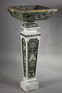 Paire de vasques sur gaine en marbre et bronze doré – Tobogan Antiques – Antiquaire Paris 8ème-6