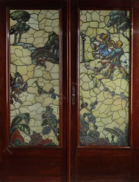 Ensemble de quatre vitraux La Chasse à courre – Tobogan Antiques – Antiquaire Paris 8ème-7