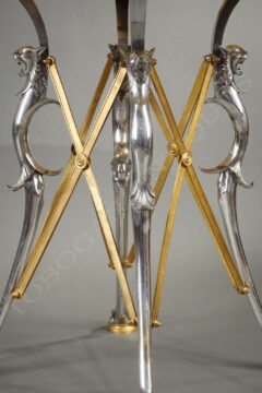 Guéridon néo-grec en onyx et bronze doré et argenté – attribué à F. Barbedienne et L.C. Sévin – Tobogan Antiques – Antiquaire Paris 8ème-2