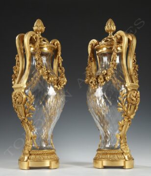 Paire de vases en cristal de Baccarat et bronze doré – attribué à H. Dasson – Tobogan Antiques – Antiquaire Paris 8ème-6