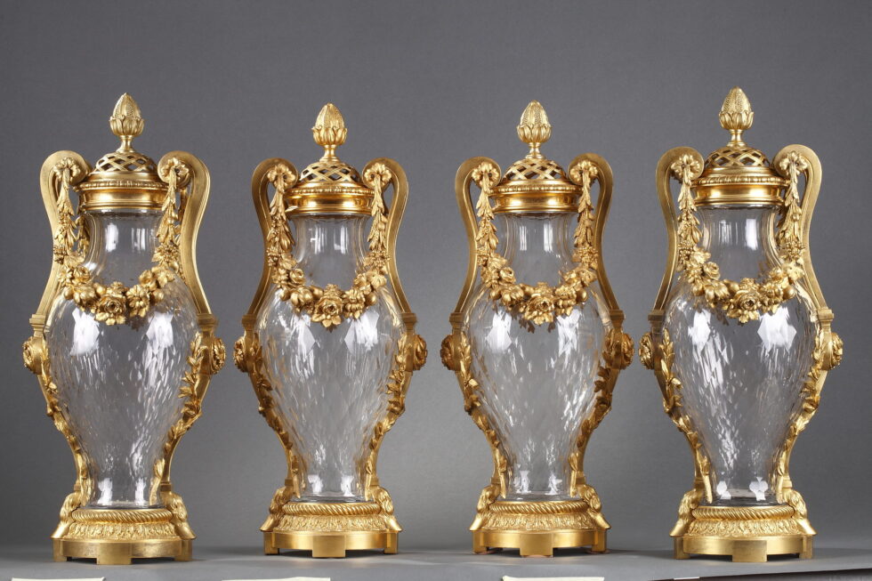 Baccarat & H. Vian <br/> Set of Four Ormolu Crystal Vases