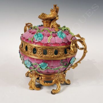 Brûle-parfum en porcelaine et bronze doré à décor de pampres – Tobogan Antiques – Antiquaire Paris 8ème-5