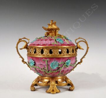 Brûle-parfum en porcelaine et bronze doré à décor de pampres – Tobogan Antiques – Antiquaire Paris 8ème-6