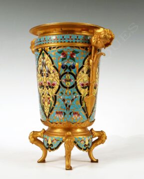 Cache-pot en bronze émaillé – Attribué à Maison Alphonse Giroux – Tobogan Antiques – Antiquaire Paris 8ème-6