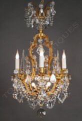 Lustre cage de style Louis XVI en cristal et bronze doré – attribué à Maison Baguès – Tobogan Antiques – Antiquaire Paris 8ème-5