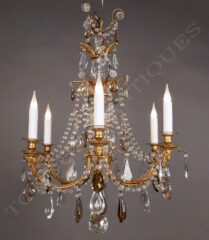 Lustre en bronze doré et cristal aux têtes de bélier – attribué à H. Vian – Tobogan Antiques – Antiquaire Paris 8ème-5