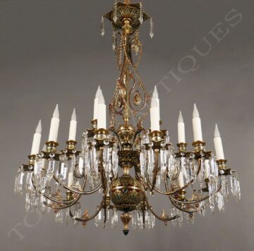 Lustre orientaliste en bronze doré et patiné à décor polychrome – Tobogan Antiques – Antiquaire Paris 8ème-3