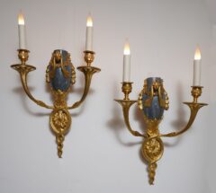 Paire d’appliques en bronze et marbre – Tobogan Antiques – Antiquaire Paris 8ème-4