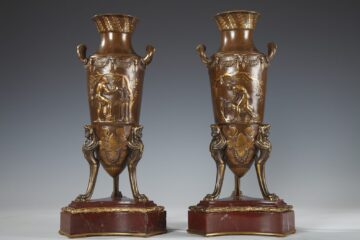 F. Levillain & F. Barbedienne <br/> Pair of neo-Greek Amphoras Vases