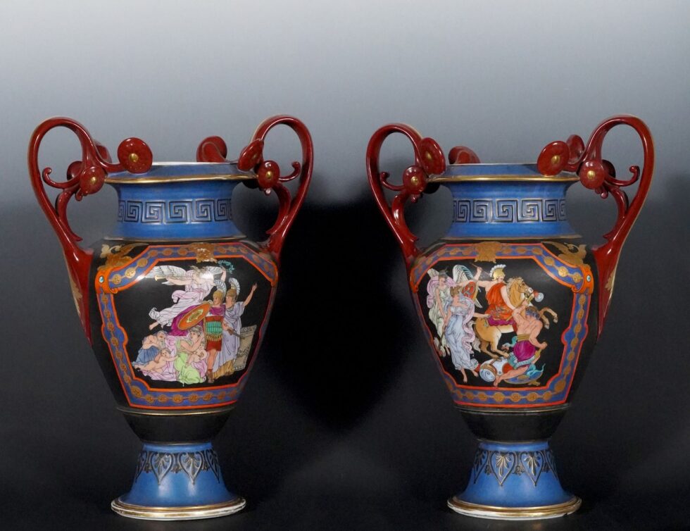 Paris Porcelain Manufacture <br/> Pair of Neo-Greek Vases