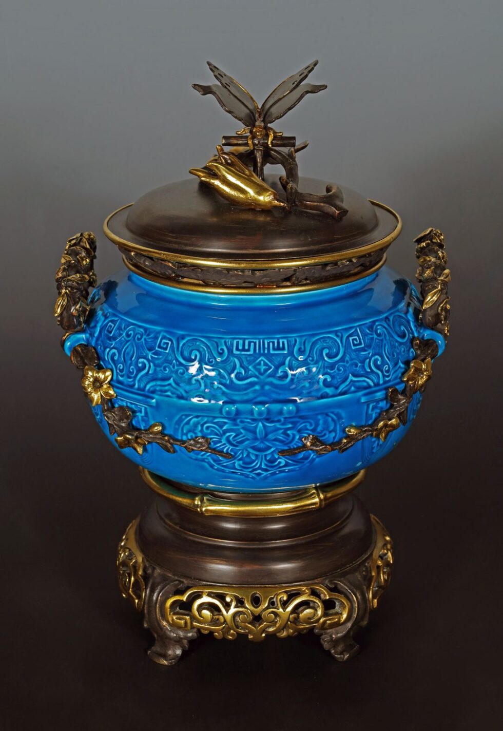Longwy <br/> Chinese style covered Jar