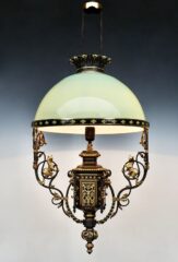 Suspension néo-gothique aux Lions en opaline verte et bronze – Tobogan Antiques – Antiquaire Paris 8ème-7