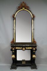 Console aux Sphinges et son miroir en bois noirci et peint – Italie – Tobogan Antiques – Antiquaire Paris 8ème-13