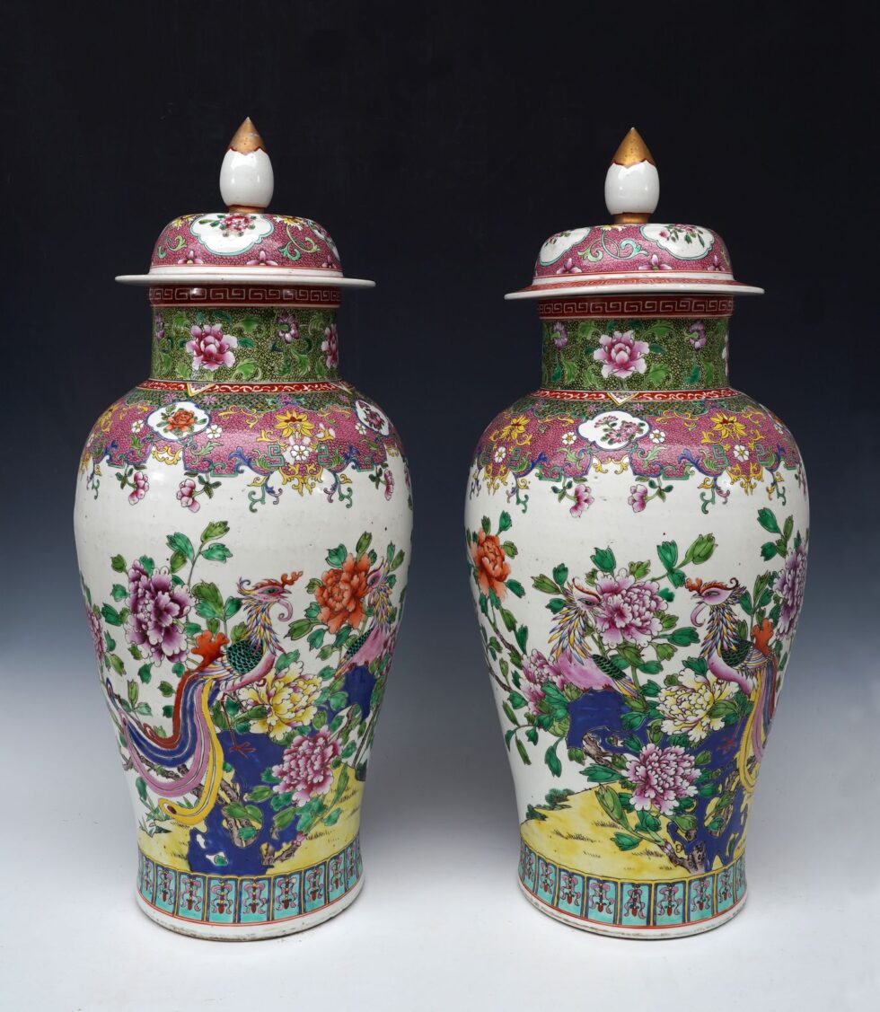 Pair of Ginger Jars with Phoenixes