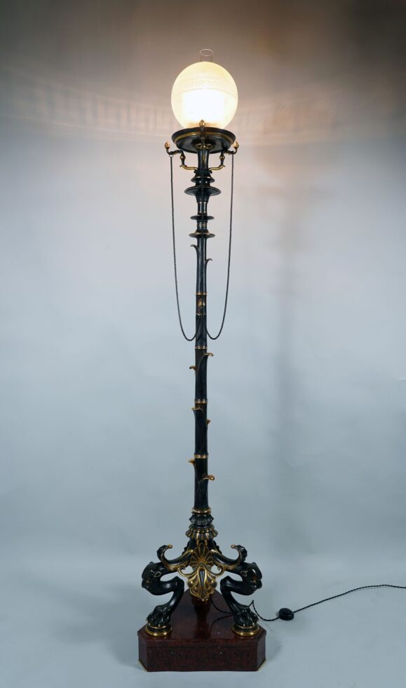 F. Barbedienne et H. Cahieux <BR/> Lampe de parquet « Bambou »