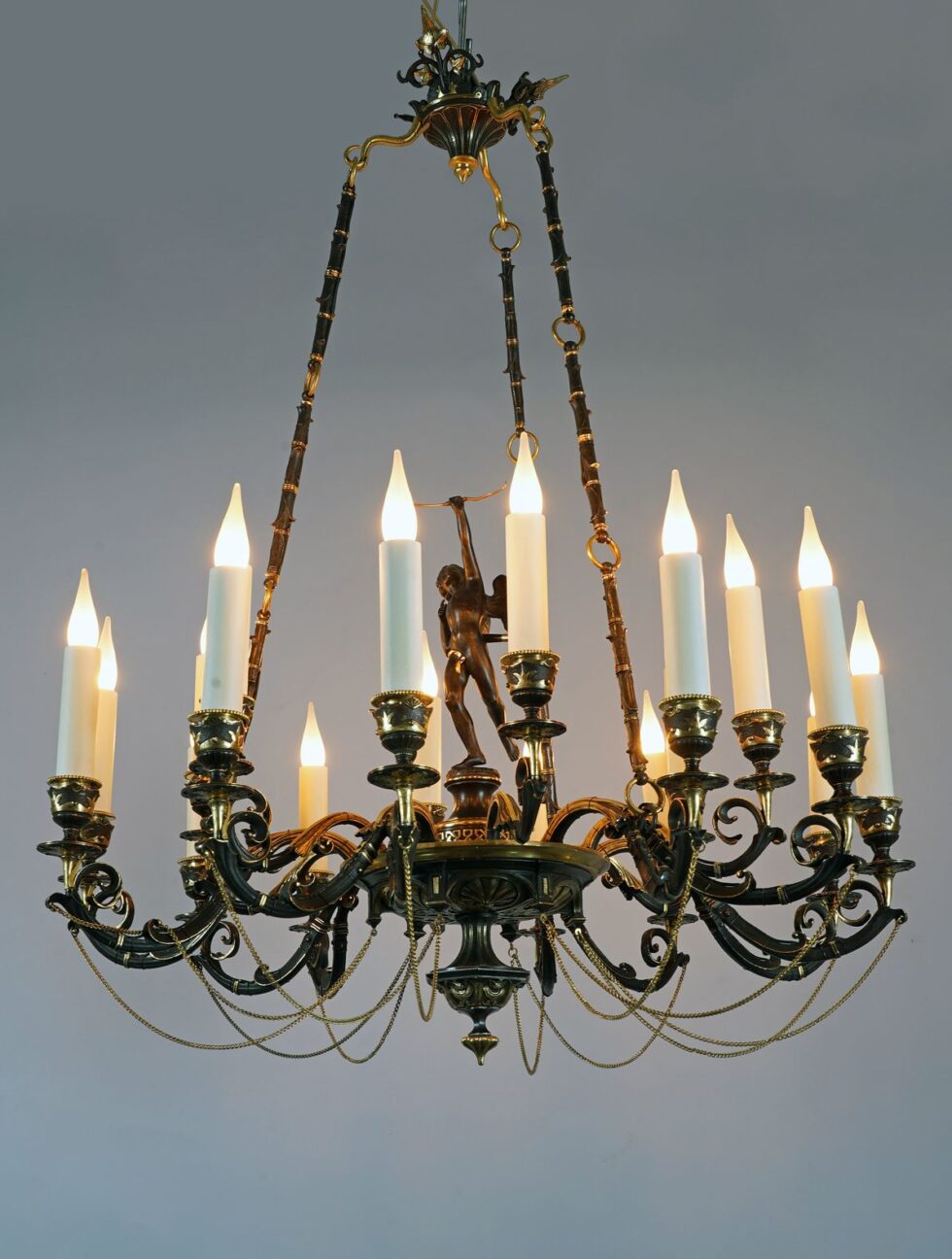 H. Cahieux and A. Delafontaine <br/> Neo-Greek “Cupid” Chandelier
