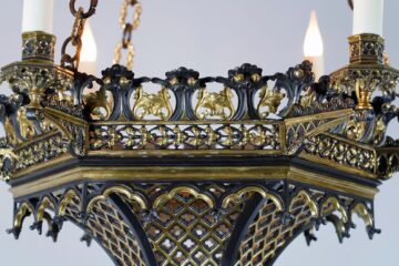 Lustre néo-gothique en bronze patiné et doré – Tobogan Antiques – Antiquaire Paris 8ème-4