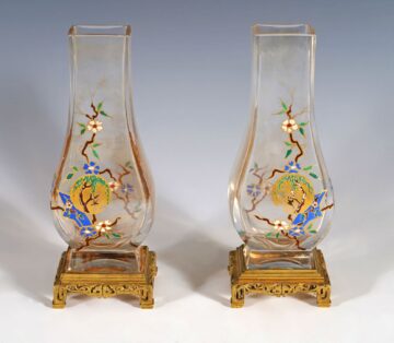 Baccarat et E. Rousseau <br/> Paire de Vases « Clair de Lune »