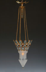 Lustre orientaliste en bronze doré et émaillé attribué à F. Barbedienne – Tobogan Antiques – Antiquaire Paris 8e-8