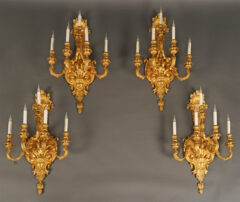 Suite de quatre appliques en bronze doré par A. Grandpierre – Tobogan Antiques – Antiquaire Paris 8eme-9