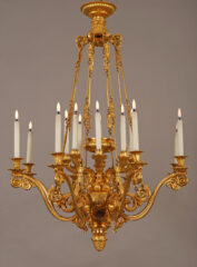Lustre en bronze doré d’époque Restauration – Tobogan Antiques – Antiquaire Paris 8eme-11