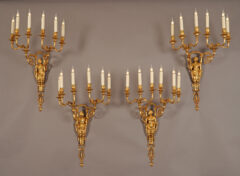 Ensemble de 4 appliques Hercule et Omphale en bronze doré par Henri Vian – Tobogan Antiques – Antiquaire Paris 8eme-17