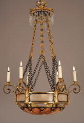 Lustre aux pampres en bronze et albâtre par O. Lelièvre et Susse Frères – Tobogan Antiques – Antiquaire Paris 8eme-9
