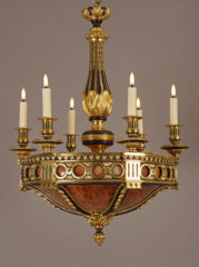 Lustre en bronze et albâtre d’inspiration néo-classique – Tobogan Antiques – Antiquaire Paris 8eme-11