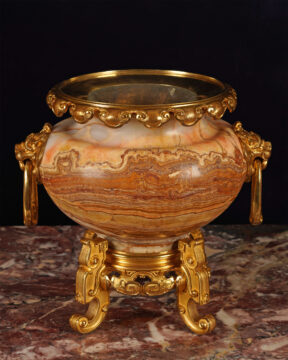 Coupe japonisante en onyx et bronze doré par H. Journet – Tobogan Antiques – Antiquaire Paris 8eme-8