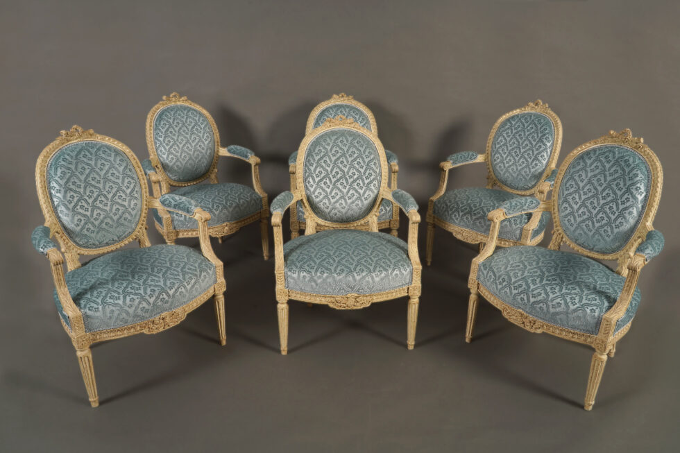J.B. III Lelarge <br/> Rare ensemble de six fauteuils en cabriolet