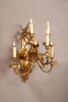 Paire d&rsquo;appliques en bronze et email cloisonne orientalisant – Tobogan Antiques – Antiquaire Paris 8eme-5