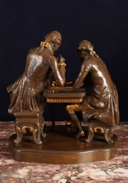 Sculpture en bronze La partie de boules par P-L Détrier – Tobogan Antiques – Antiquaire Paris 8eme-2