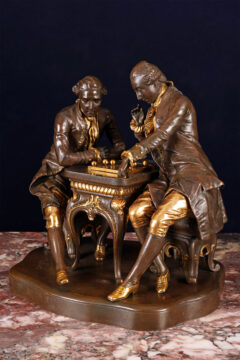 Sculpture en bronze La partie de boules par P-L Détrier – Tobogan Antiques – Antiquaire Paris 8eme-5