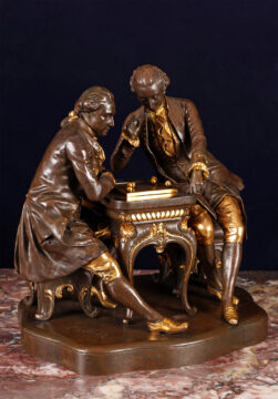 Sculpture en bronze La partie de boules par P-L Détrier – Tobogan Antiques – Antiquaire Paris 8eme-6