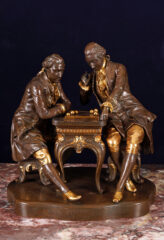 Sculpture en bronze La partie de boules par P-L Détrier – Tobogan Antiques – Antiquaire Paris 8eme-8