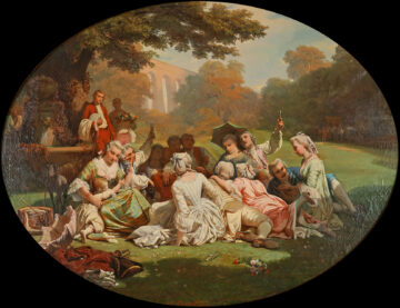 Tableau Fête galante dans un parc par J.-A. Duval Le Camus- Tobogan Antiques – Antiquaire Paris 8eme-10