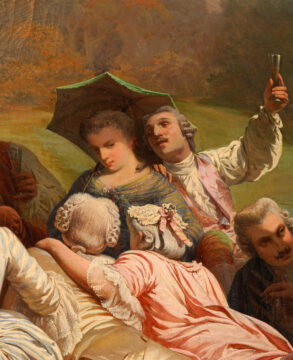 Tableau Fête galante dans un parc par J.-A. Duval Le Camus- Tobogan Antiques – Antiquaire Paris 8eme-4