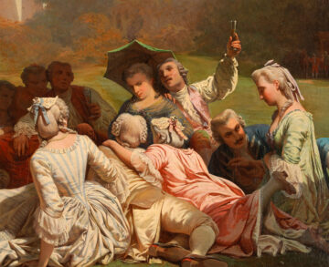 Tableau Fête galante dans un parc par J.-A. Duval Le Camus- Tobogan Antiques – Antiquaire Paris 8eme-5